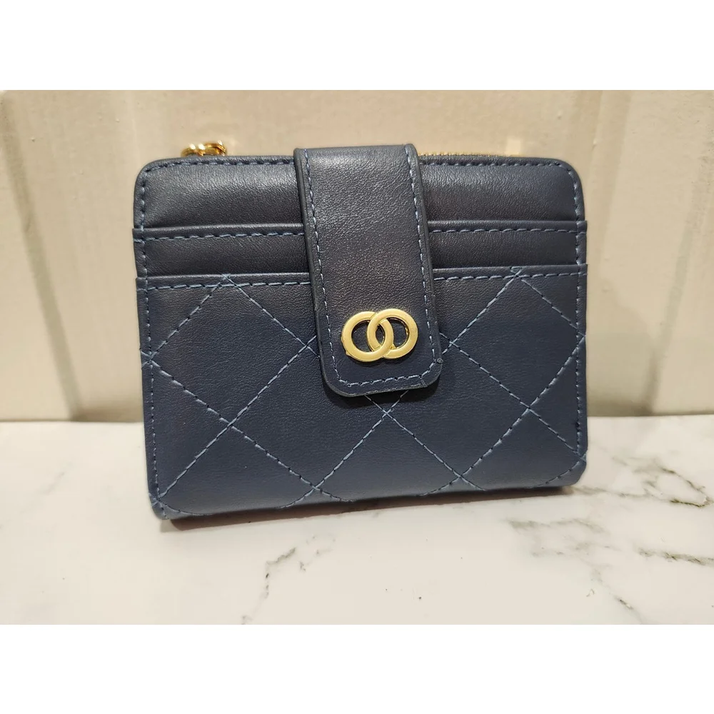 Crisscross Pattern Buckle Wallet In Blue